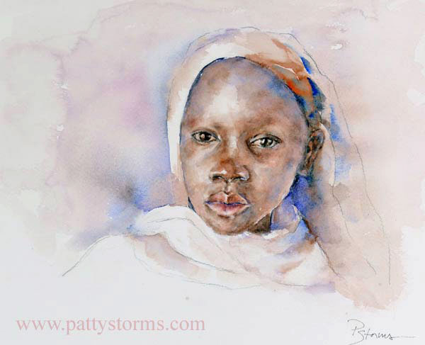 water color african woman