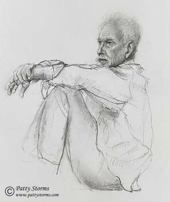 Old man, graphite pencil drawing